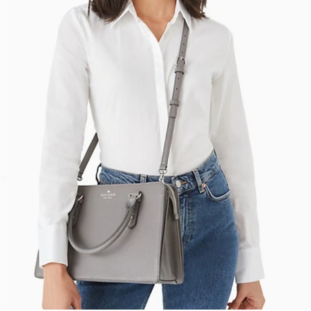Kate Spade Mulberry Street Gray Pebbled Leather Crossbody Hand Bag- Gorgeous! - Picture 2 of 13